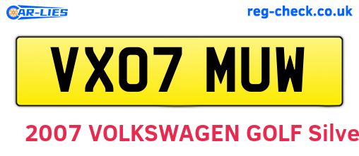 VX07MUW are the vehicle registration plates.