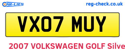 VX07MUY are the vehicle registration plates.