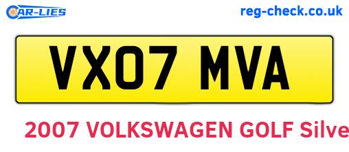 VX07MVA are the vehicle registration plates.