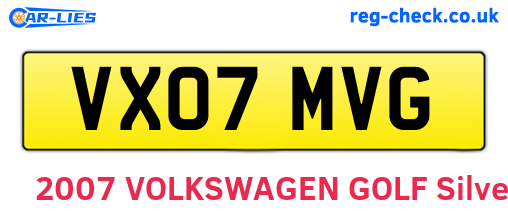 VX07MVG are the vehicle registration plates.