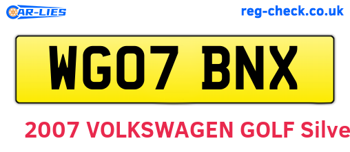 WG07BNX are the vehicle registration plates.