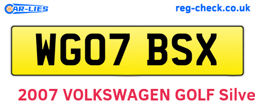 WG07BSX are the vehicle registration plates.