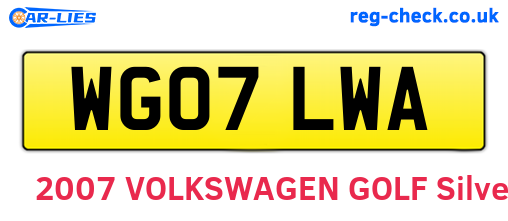 WG07LWA are the vehicle registration plates.