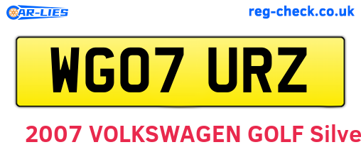 WG07URZ are the vehicle registration plates.