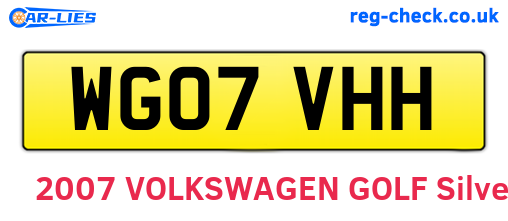 WG07VHH are the vehicle registration plates.