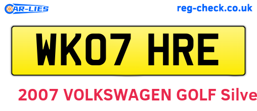 WK07HRE are the vehicle registration plates.
