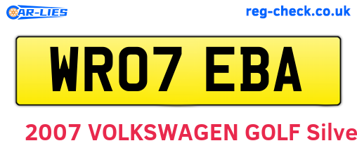 WR07EBA are the vehicle registration plates.