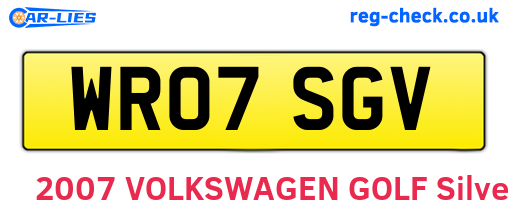 WR07SGV are the vehicle registration plates.