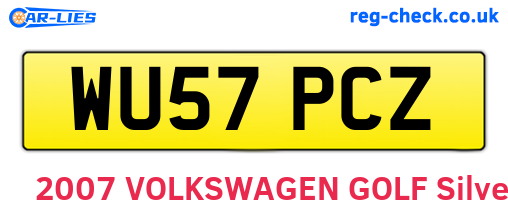 WU57PCZ are the vehicle registration plates.