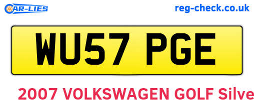 WU57PGE are the vehicle registration plates.