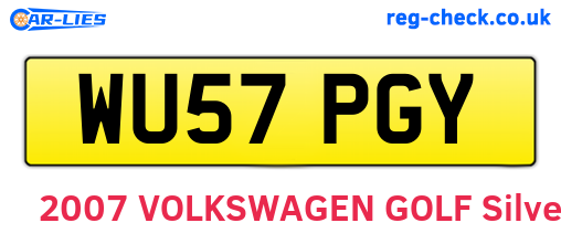 WU57PGY are the vehicle registration plates.