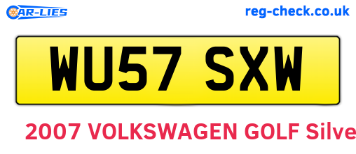 WU57SXW are the vehicle registration plates.