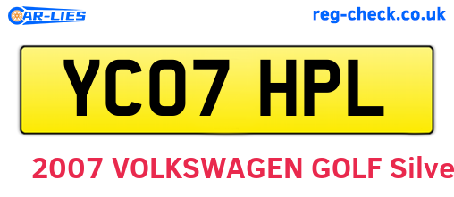 YC07HPL are the vehicle registration plates.