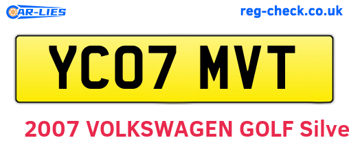 YC07MVT are the vehicle registration plates.