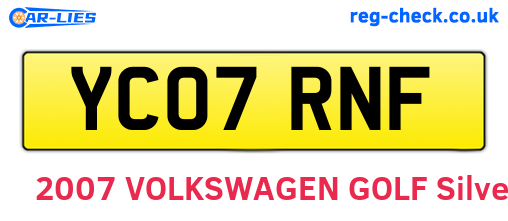 YC07RNF are the vehicle registration plates.