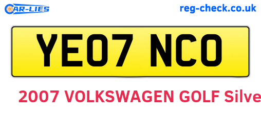 YE07NCO are the vehicle registration plates.