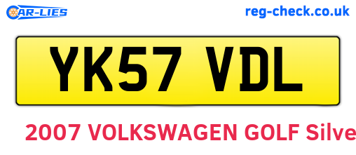 YK57VDL are the vehicle registration plates.