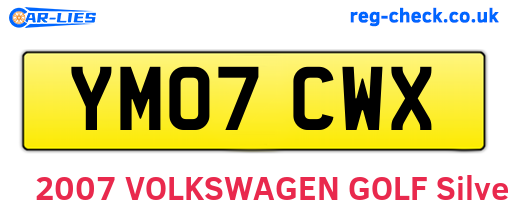 YM07CWX are the vehicle registration plates.