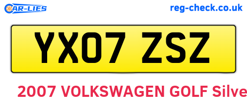 YX07ZSZ are the vehicle registration plates.