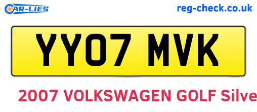 YY07MVK are the vehicle registration plates.