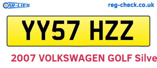 YY57HZZ are the vehicle registration plates.