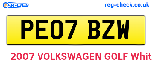 PE07BZW are the vehicle registration plates.