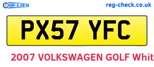 PX57YFC are the vehicle registration plates.