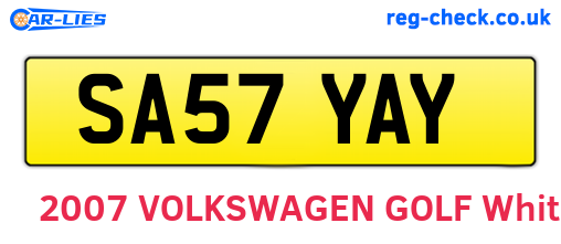 SA57YAY are the vehicle registration plates.