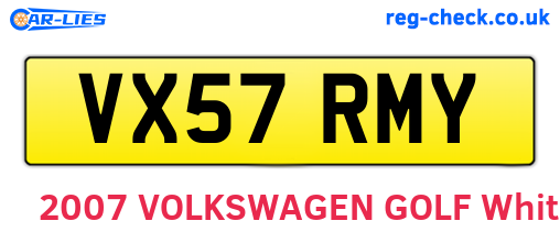 VX57RMY are the vehicle registration plates.