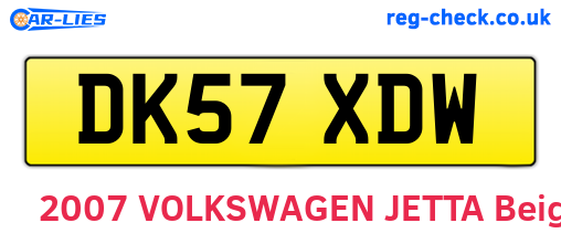 DK57XDW are the vehicle registration plates.