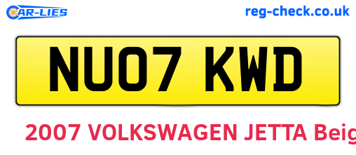 NU07KWD are the vehicle registration plates.