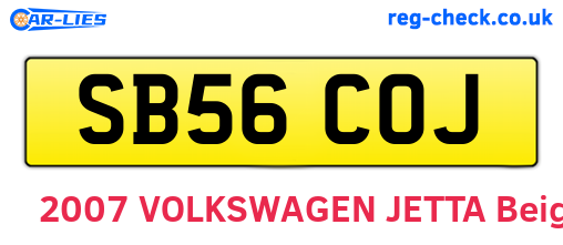 SB56COJ are the vehicle registration plates.