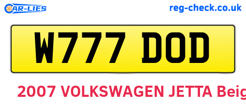W777DOD are the vehicle registration plates.