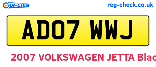 AD07WWJ are the vehicle registration plates.