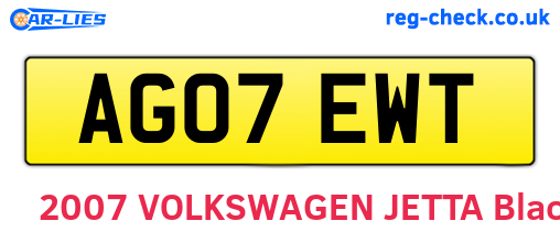 AG07EWT are the vehicle registration plates.