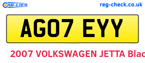 AG07EYY are the vehicle registration plates.
