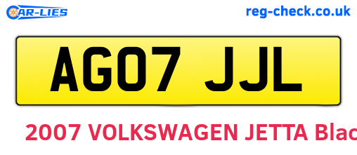 AG07JJL are the vehicle registration plates.