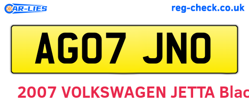 AG07JNO are the vehicle registration plates.