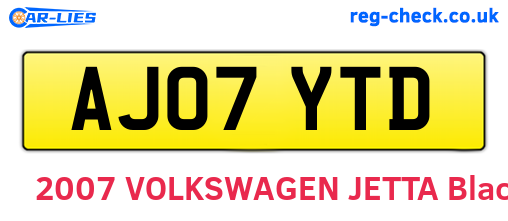 AJ07YTD are the vehicle registration plates.