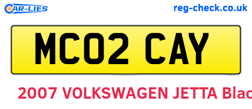 MC02CAY are the vehicle registration plates.