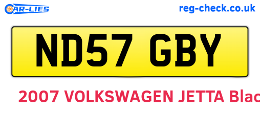 ND57GBY are the vehicle registration plates.