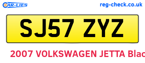 SJ57ZYZ are the vehicle registration plates.