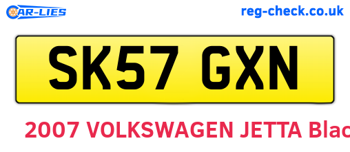 SK57GXN are the vehicle registration plates.