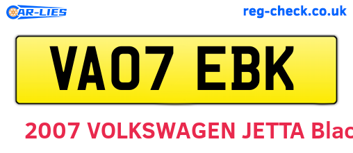 VA07EBK are the vehicle registration plates.