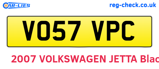 VO57VPC are the vehicle registration plates.