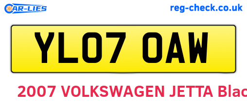 YL07OAW are the vehicle registration plates.