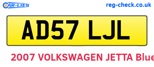 AD57LJL are the vehicle registration plates.