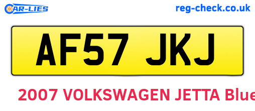 AF57JKJ are the vehicle registration plates.