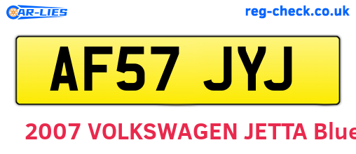 AF57JYJ are the vehicle registration plates.