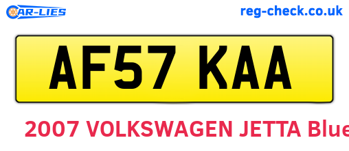 AF57KAA are the vehicle registration plates.